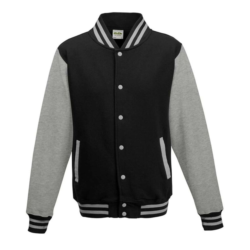 Awdis Unisex Adult Varsity Jacket / Jet Black/Heather Grey